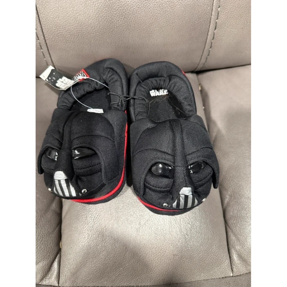 Star Wars Darth Vader Toddler Boys Plush Slippers Black Red Size XL 11/12 NEW